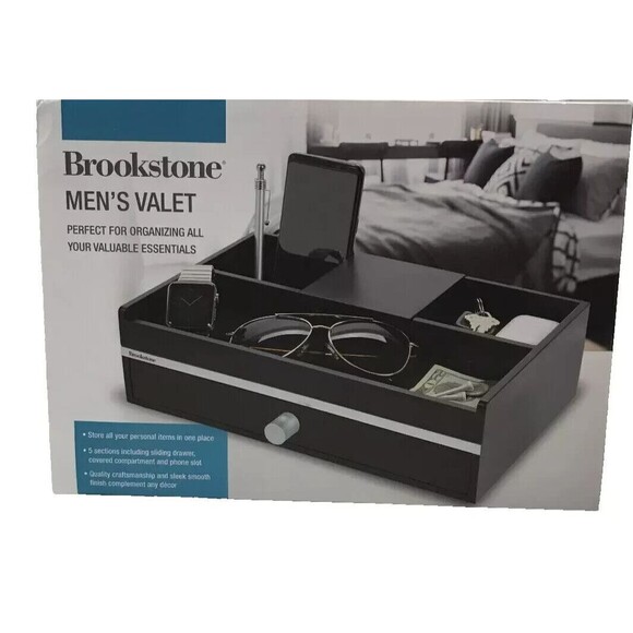 Brookstone Mens Valet Valuable Organizer, Keys, Watches, Glasses NEW - Picture 1 of 5